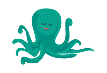 Cartoon Animal funny octopus. Vector illustration