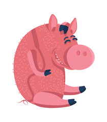 Cartoon Animal laughing pig. Vector illustration
