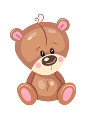 Cartoon bear toy. Vector illustration