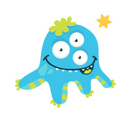 Cartoon Childish Funny monster. Vector illustration