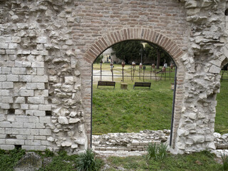 padova arena gardens medieval walls - obrazy, fototapety, plakaty