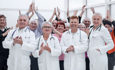 Group of the patients celebrate their recovery
