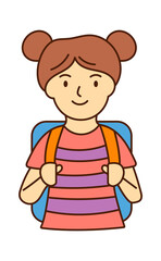 Schoolgirl character. Back to School design element. Vector illustration