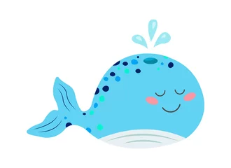Küchenrückwand Plexiglas Wal Cartoon Unterwassertier Wal. Vektor-Illustration