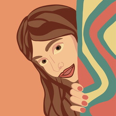 Vector illustration of a portrait of an Indian girl.