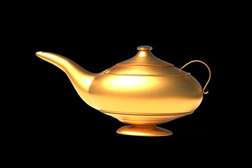 Aladdin's lamp on black background. 3D Render