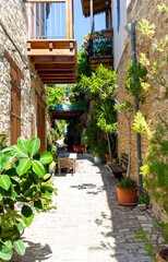 Narrow street in old village on Cyprus