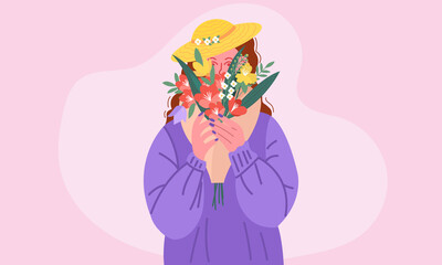 Woman with flowers in her hands