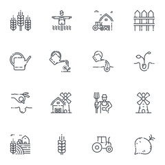 Vector farming line icon set isolated. Agriculture