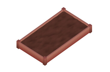 Raised garden bed 3D render illustration isometric view isolated on white background