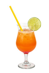 cocktail with orange isolated on white background