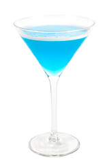 blue martini cocktail isolated on white background