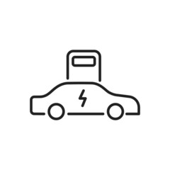 Electric vehicle charging station icon. Ecological recycling concept. High quality black vector illustration.