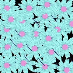 Fototapeta na wymiar Vintage colorful Daisy flower seamless pattern
