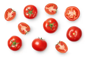 Fotobehang Fresh ripe red tomatoes isolated on white background. Top view. © happy_author