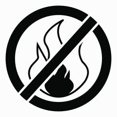 No fire icon. Dangerous fire. Fire prohibition. Flammable. Vector icon.