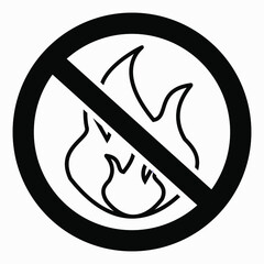 Obraz premium No fire icon. Dangerous fire. Fire prohibition. Flammable. Vector icon.