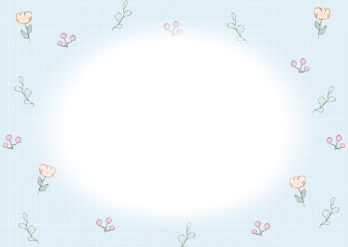 Flower and leaf frame background border. Botanical pastel background, illustration.