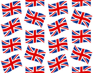 Vector seamless pattern of flat waving Great Britain flag isolated on white background