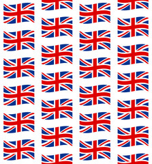 Vector seamless pattern of waving Great Britain flag isolated on white background