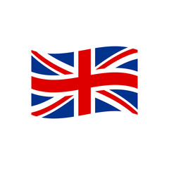 Vector flat waving Great Britain flag isolated on white background