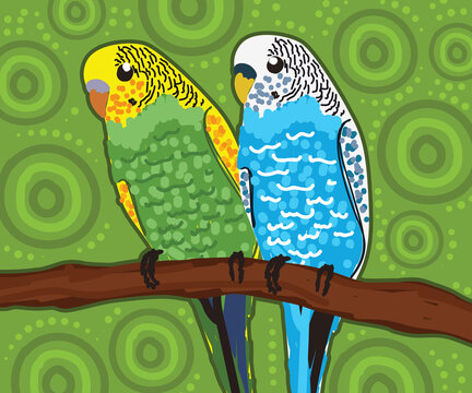 Australian parakeet dot artwork - Vector