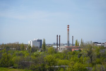 Fototapeta na wymiar thermal power plant. the chimney of a thermal power plant.