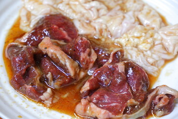 ロース、ホルモン、ジンギスカン、ラム肉といった、焼き肉用の生肉