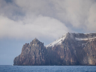 A view of Candlemas Island, an uninhabited volcanic Island in the South Sandwich Islands