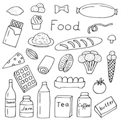 Food background vector illustration, hand drawing doodles