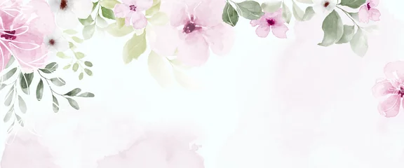 Foto op Plexiglas Watercolor rose flower abstract art on pink background © Artnizu