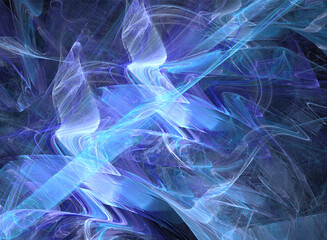 abstract pattern in blue and blue tones from wavy fields on a black background, graphic abstract illustration, optical effect