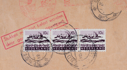 briefmarke stamp vintage retro alt old used gebraucht gestempelt cancel papier paper dirt smudge...