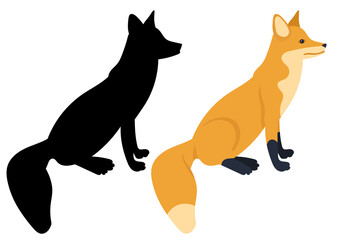 fox flat design, isolated on white background, vector