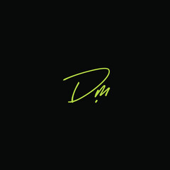 Initial Letter Dm Logo - Handwritten Signature Logo
