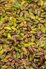 Pistachio kadayif. Kadayif dessert in a close-up tray. local name fistikzade kadayif