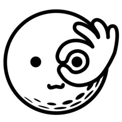 This is an illustration in which the face of a golf ball is "OK".