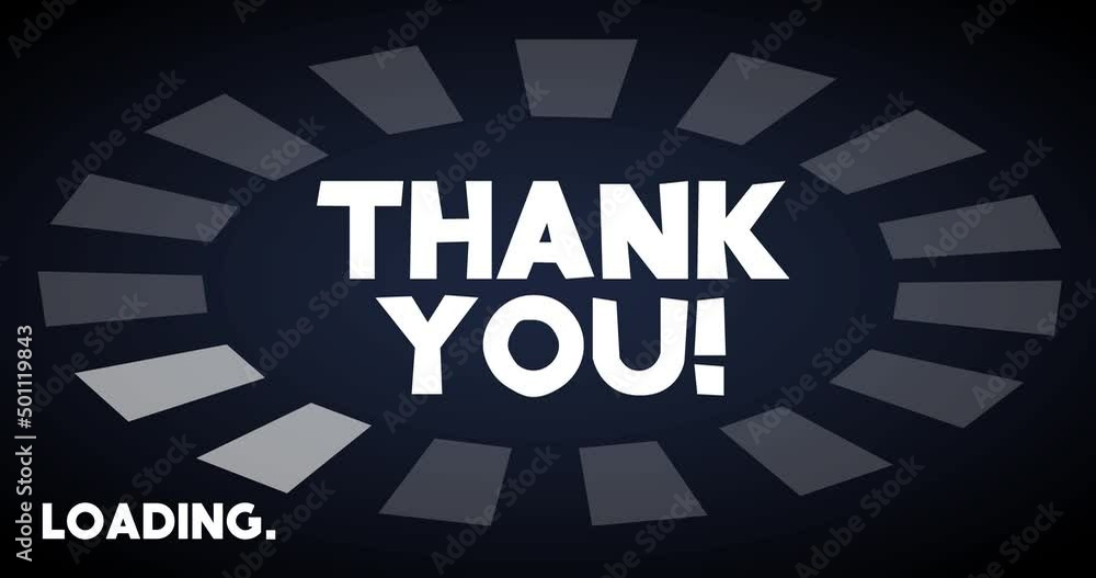Poster thank you text with loading, downloading, uploading bar indicator. download, upload on computer scre