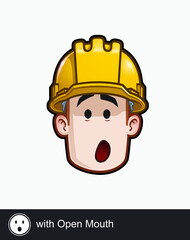 Construction Worker - Expressions - Concerned - with Open Mouth