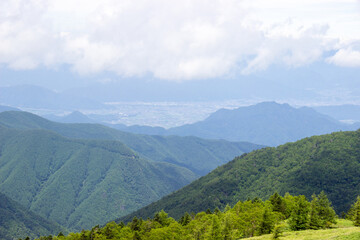 Fototapeta na wymiar Matsumoto city seen from the plateau