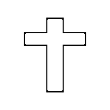 Black christian crucifix cross icon on white background flat vector icon design.