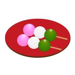 三色団子。お花見のお茶菓子。