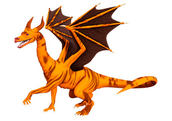 3D Rendering Fairy Tale Dragon on White