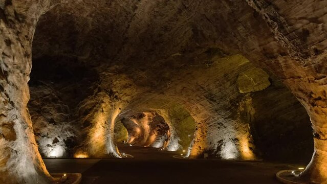 POV walking in a salt cave Tuz Terapi Merkezi in Tuzluca, Eastern Turkey