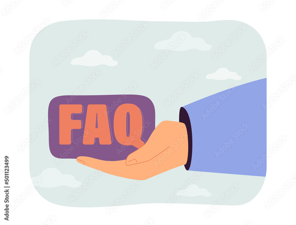 Canvas Prints hand holding faq letters. search of answers to important questions for curious person flat vector il