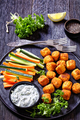 bean veggies gnocchi with vegetable sticks and dip