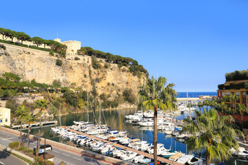 Obraz premium Prince's Palace and Port de Fontvieille of Monaco