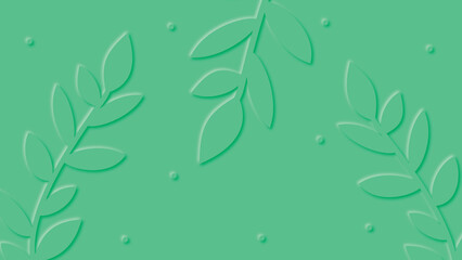 Various branches and leaves on green background. Nature vector illustration.