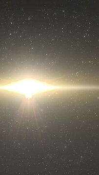 Animation of glowing yellow light moving over stars in background