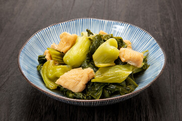 伝統野菜、播州こぶ菜と油揚の煮物